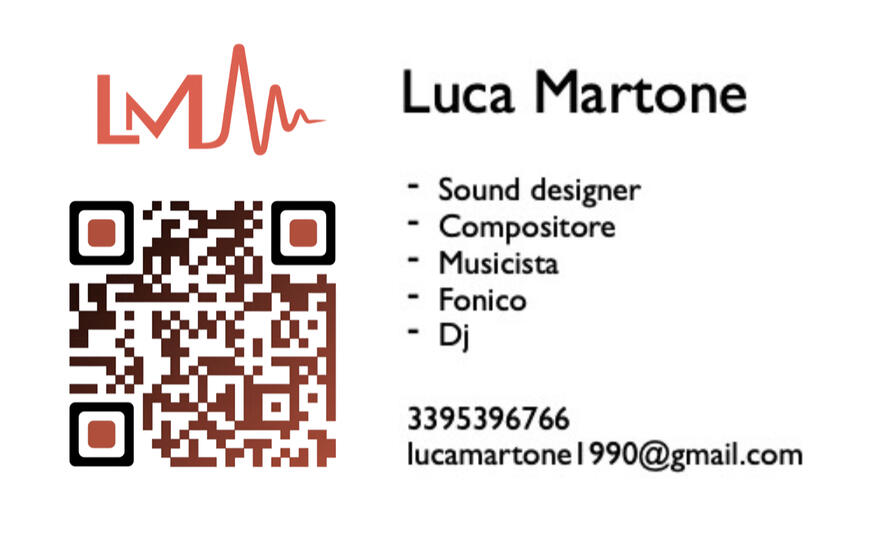 Seconda versione del bigliettino da visita di Luca Martone fronte