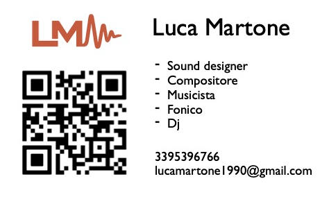 Prima versione del bigliettino da visita di Luca Martone fronte